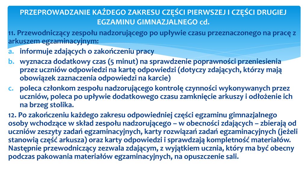 Procedury Przebiegu I Organizacji Egzaminu Gimnazjalnego Ppt Pobierz